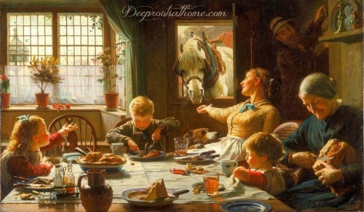Family Mealtime: Lost Ingredient For Civilizing Children. A large family laughing together, sharing a meal