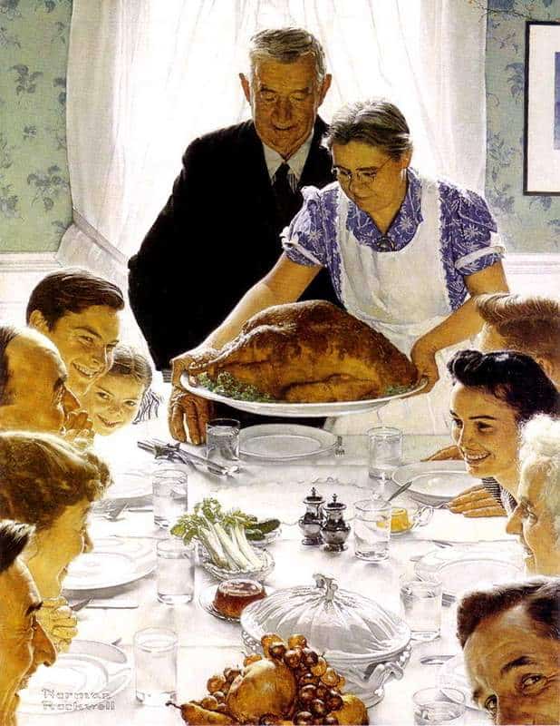 Norman Rockwell's Thanksgiving Feast painting.