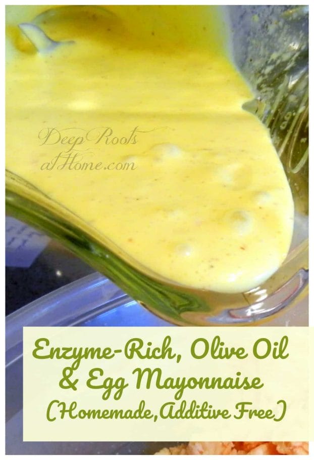 Enzyme-Rich Olive Oil & Egg Mayonnaise (Homemade, Additive Free). freshly made, healthy mayo for tuna salad. Pin Image.