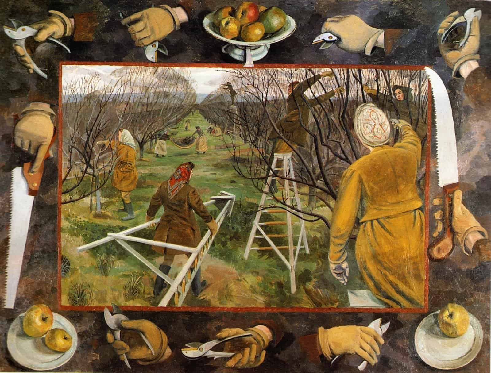 The Right and The Wrong Way & When To Prune Fruit Trees. The Right and The Wrong Way & When To Prune Fruit Trees. Vintage orchard workers with pruning instruments