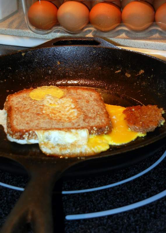 Egg-in-the-Blanket For A Cheery Breakfast & A Great Start Of The Day. cast iron skillet