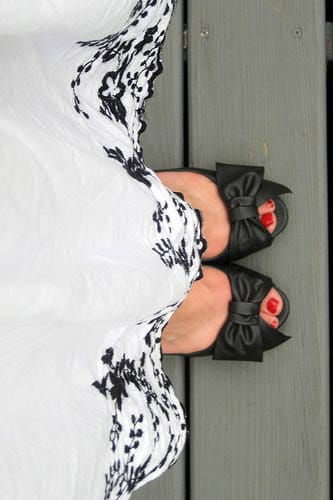 From Church To Wedding To Black Tie Event: Getting Dressy. A full skirt and black open toe pumps