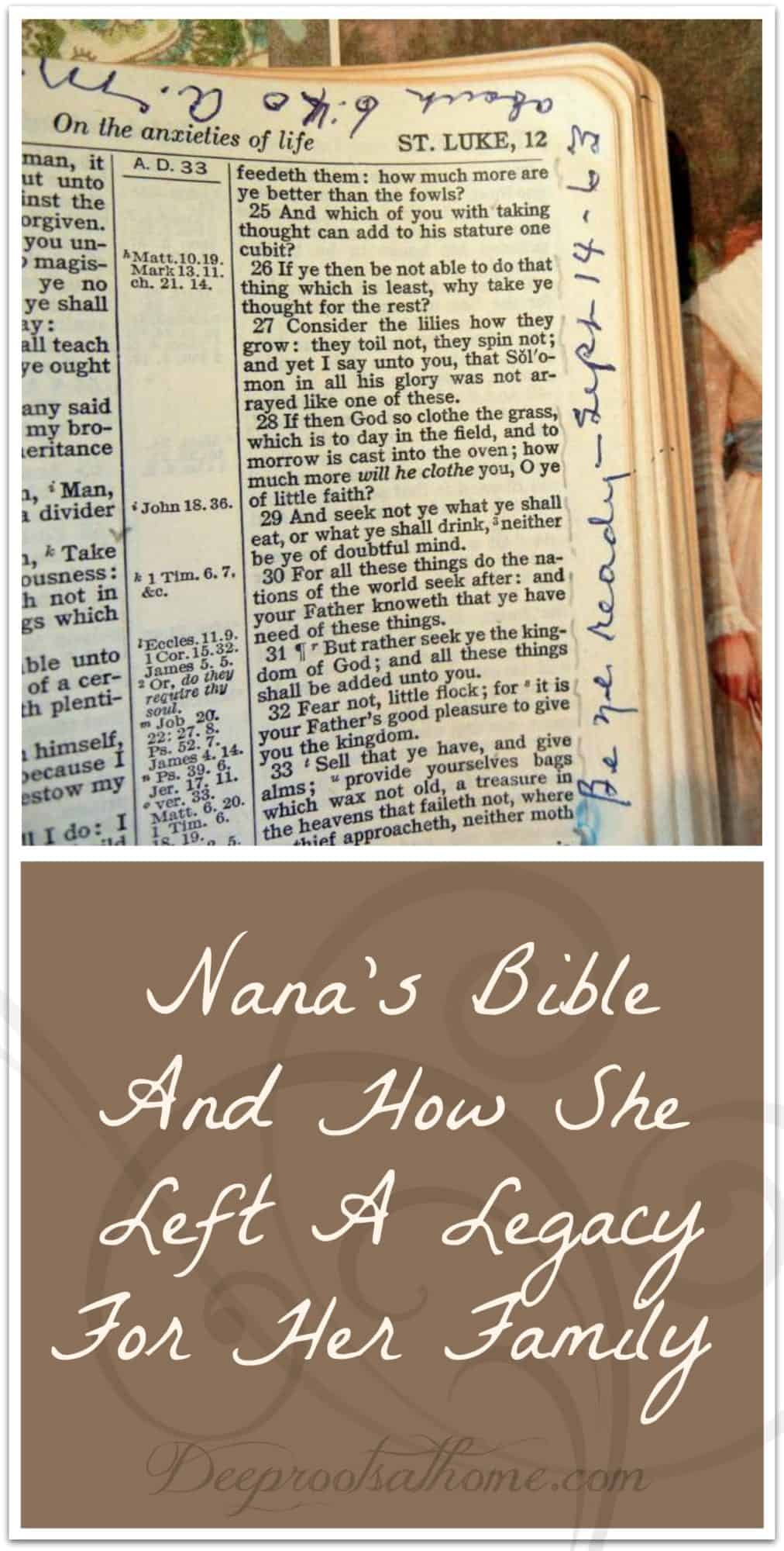 Nana's Bible And How She Left A Legacy For Her Family. Nana's writing in margins