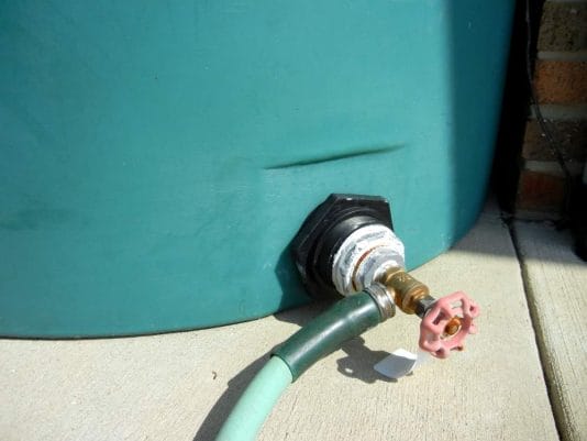 rain collection barrels, water drip system, spigot, hose, shut off valve