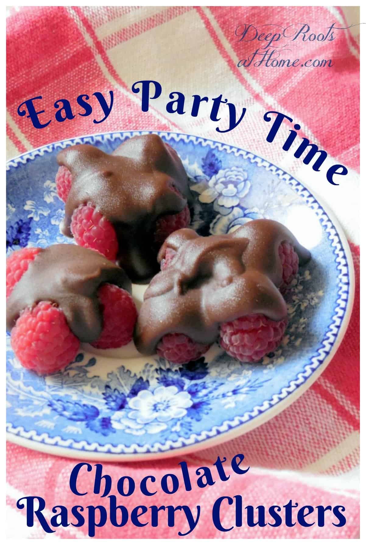 Easy Party Time Chocolate Raspberry Clusters Recipe. Fresh raspberry chocolate clusters