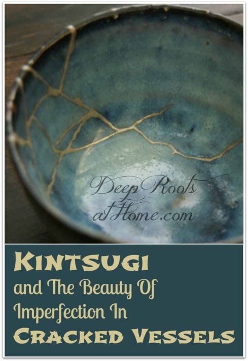 Kintsugi and The Beauty Of Imperfection In Cracked Vessels. A gold-repaired crack in turquoise pottery bowl