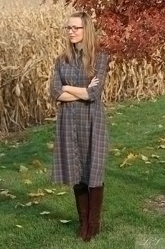 An autumn shirt dress, fall colored 