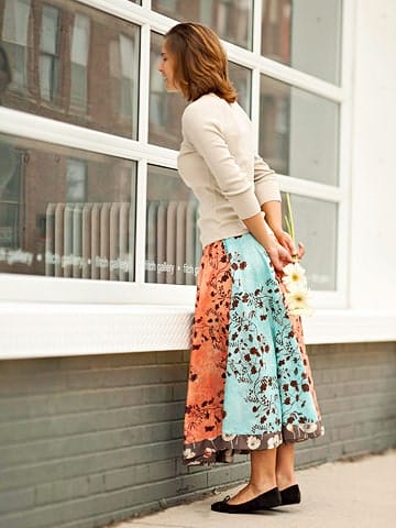 Beautiful, Feminine Style Running Errands & On the Go. 6 panel circle skirt, DIY tutorial, Better Homes and Gardens