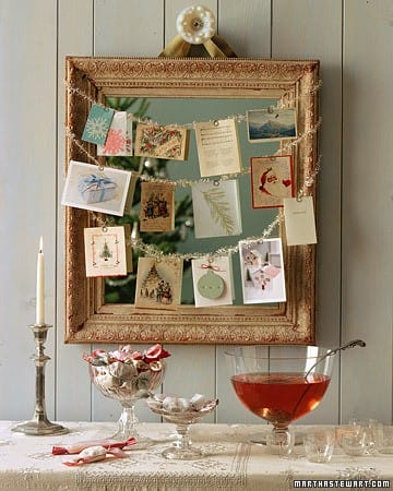  Simply Classic & Timeless Natural Holiday Decorations. sparkly tinsel wire on picture frame