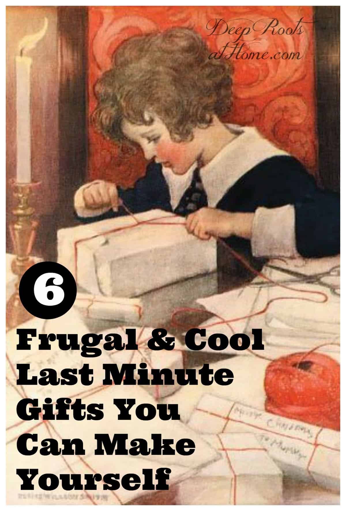 6 Frugal and Cool Last Minute Gifts You Can Make Yourself. Jessie Wilcox Smith artwork of a child wrapping gifts