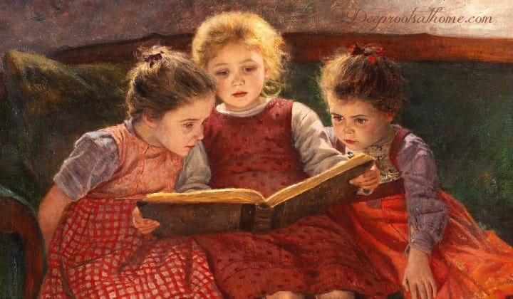 Character-Building Book Resources For Raising Girls, painting by Walter Firle, Three Reading Girls