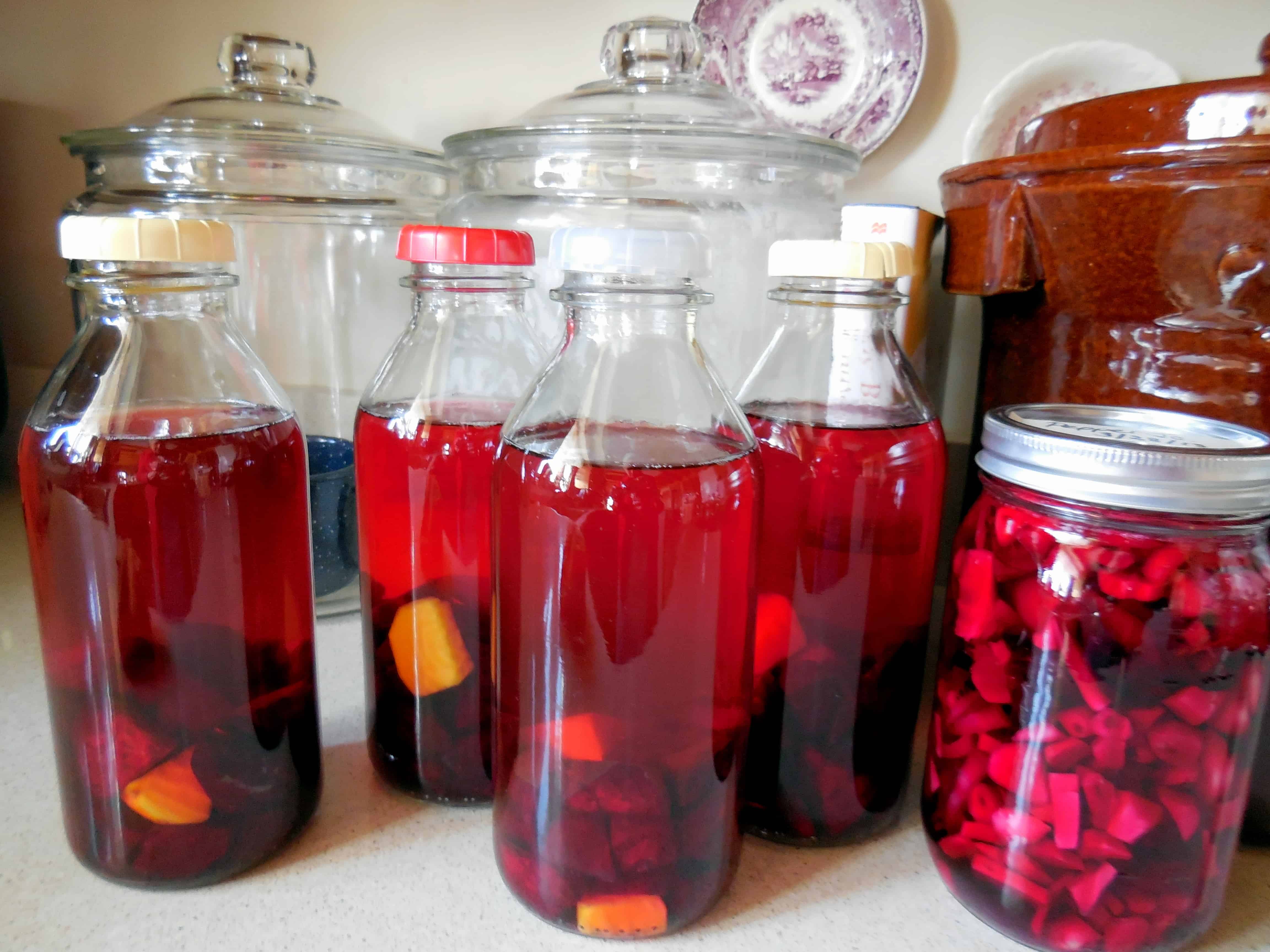  steeping with beet kvass on the counter