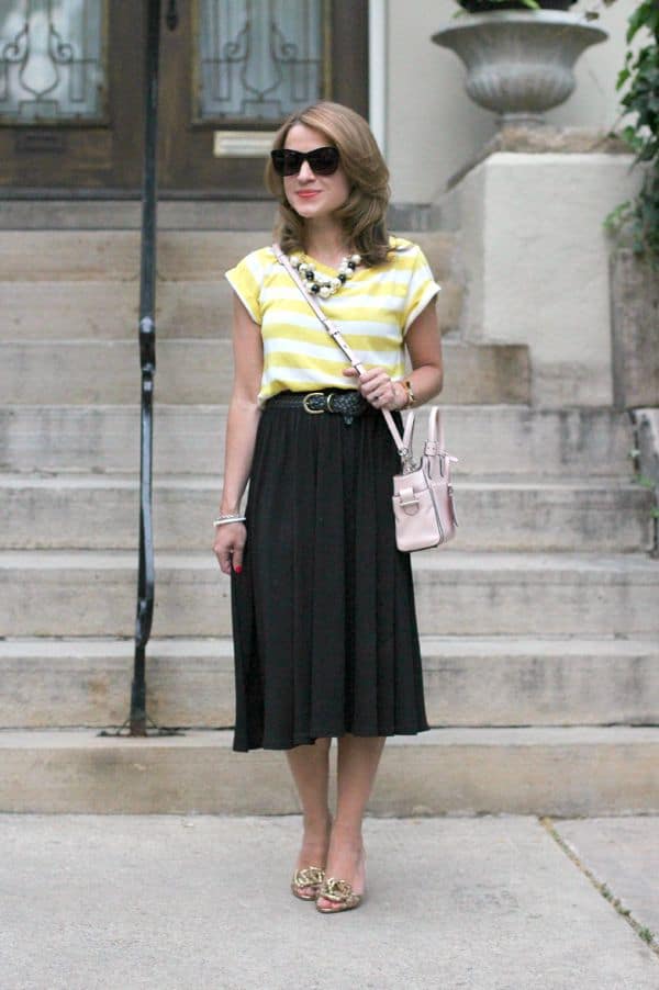 mix 'n match top and skirt with belt