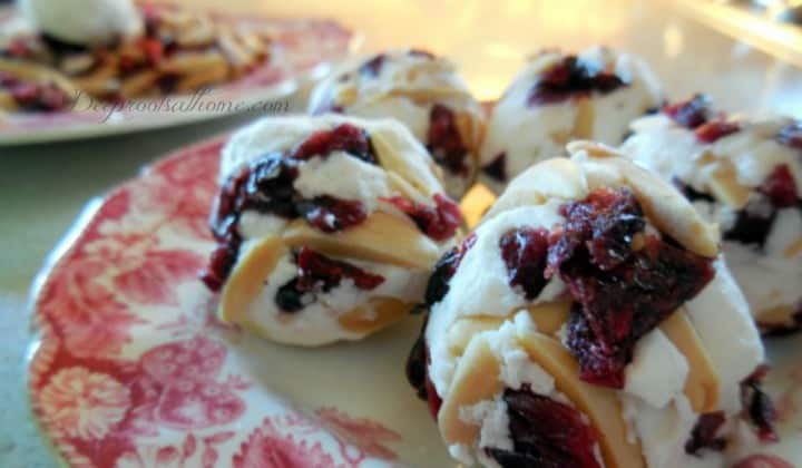 Goat Chevre Bites: Cranberry & Toasted Almond Recipe. hors d'oeuvres