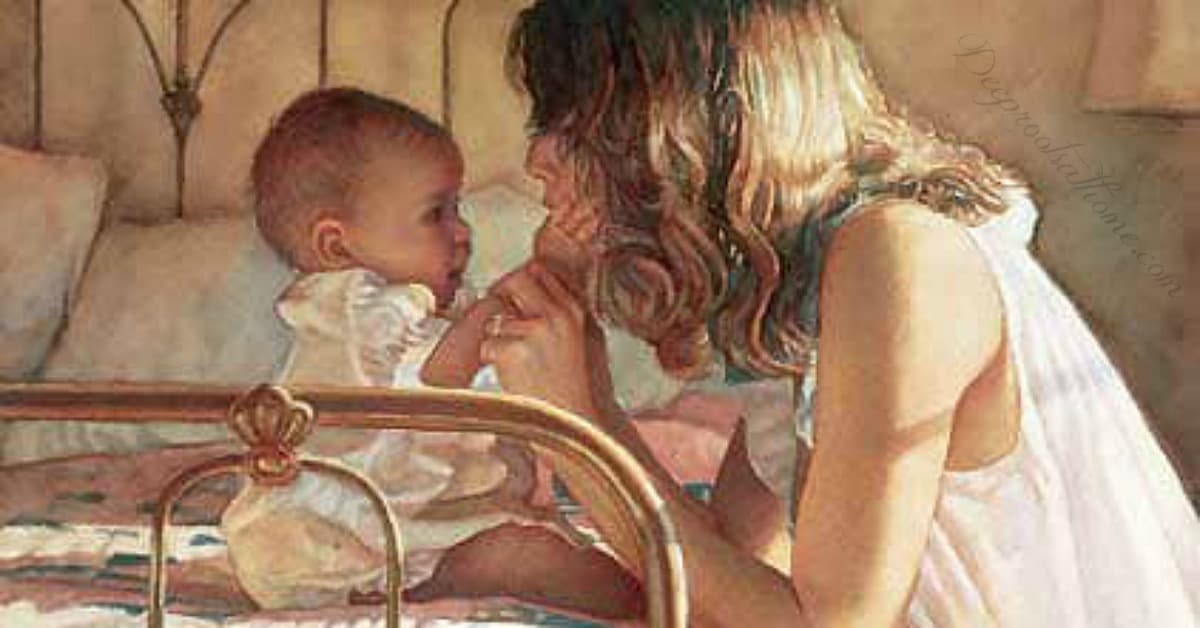 Just Think! Tomorrow Is A New Day...With No Mistakes In It Yet! Steve Hanks (1949, American), mother and child bond