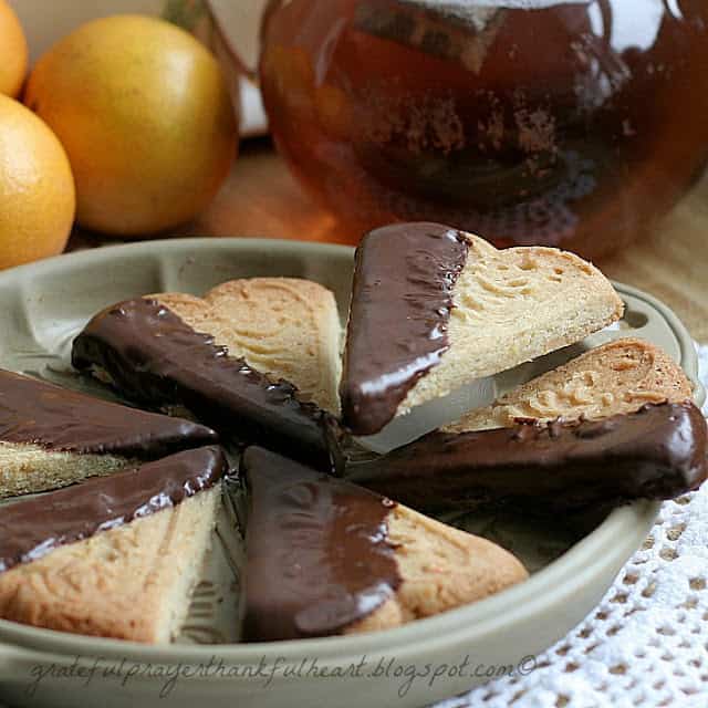  Orange Spice Shortbreads Dipped in chocolate