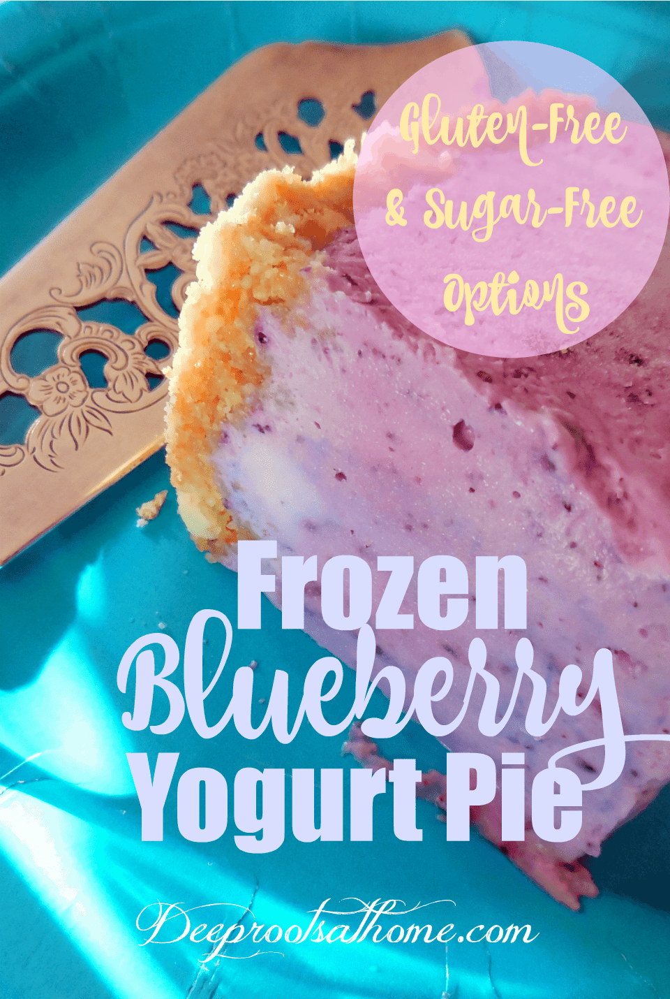 Frozen Blueberry Yogurt Pie: Extraordinary Summer Dessert. a slice of dessert, 