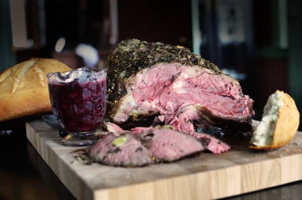  lamb roast with raspberry sauce.