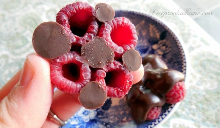 Easy Party Time Chocolate Raspberry Clusters Recipe. fresh raspberries, finger dessert