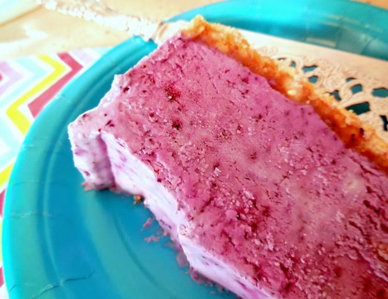 Frozen Blueberry Yogurt Pie: Extraordinary Summer Dessert , a slice of dessert