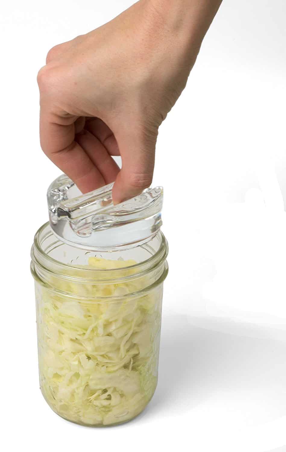 How the glass fermenting weights fit in wide mouth canning jars.