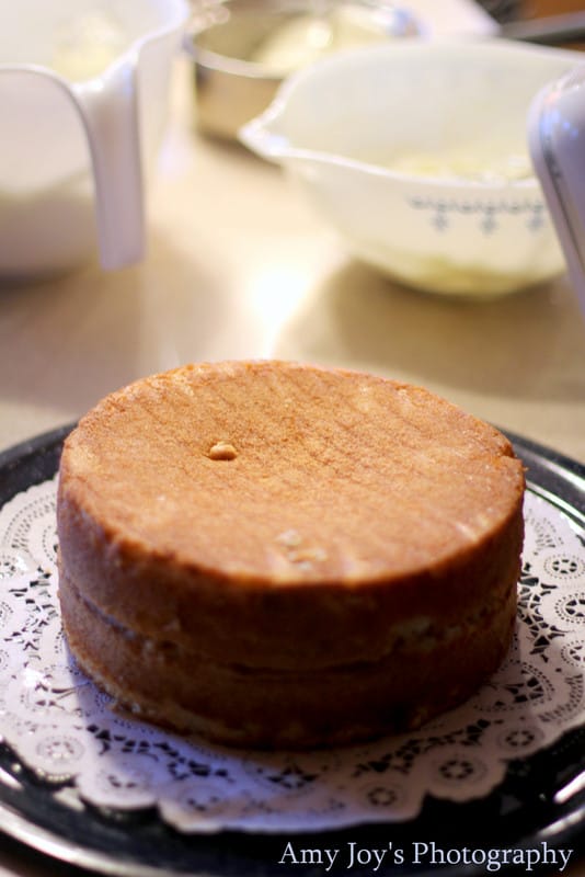 White Chocolate Raspberry Torte Recipe & Tutorial. 2-tier layer cake on cake platter
