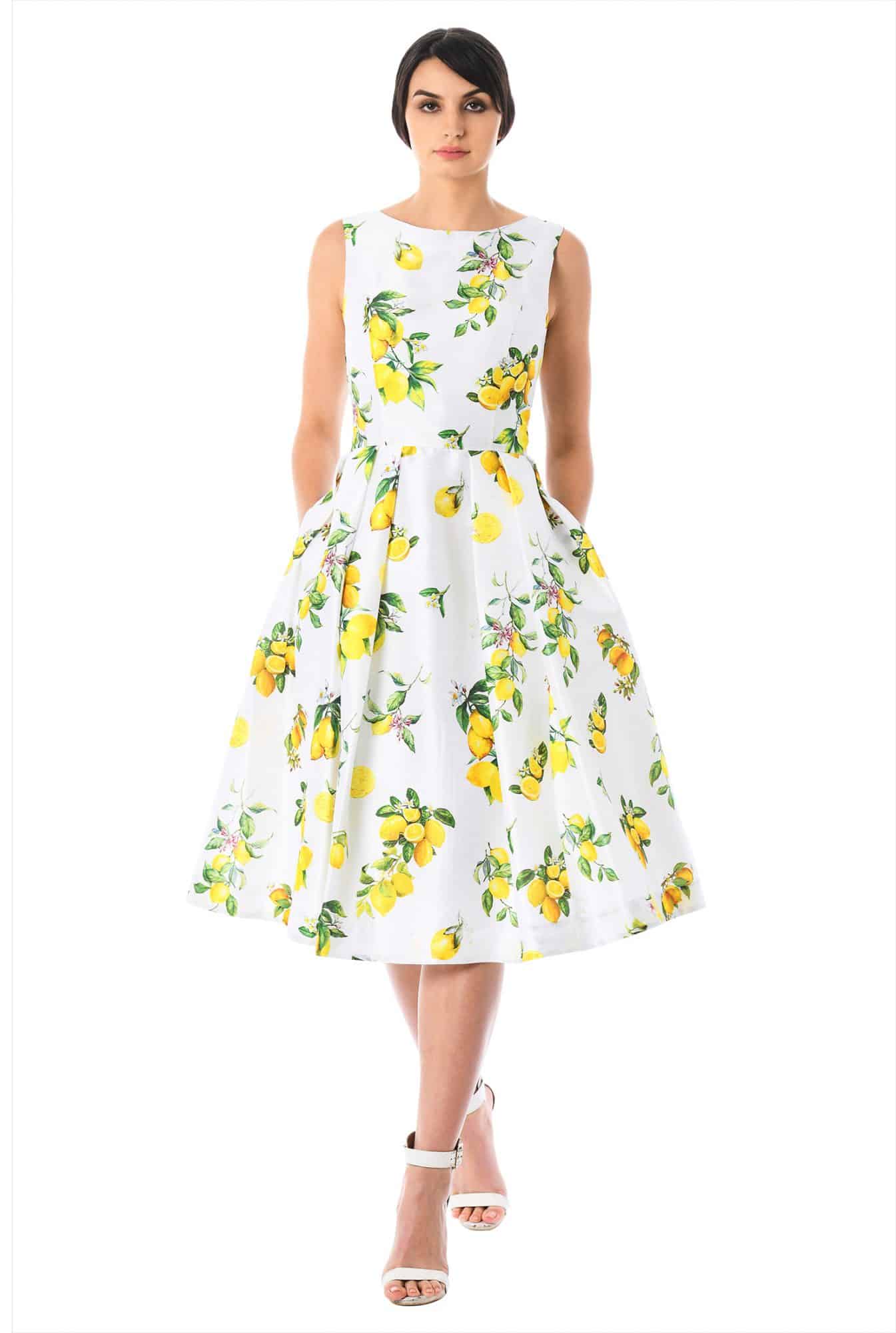 From Church To Wedding To Black Tie Event: Getting Dressy. A white summer dress with lemon and leaves.