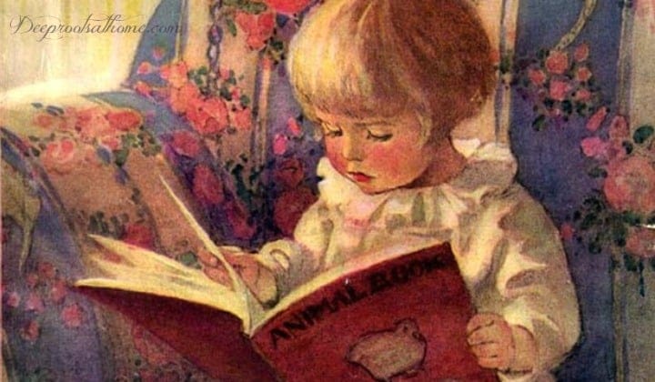 100 + Whole-Hearted Books To Fight Back the Culture, Jessie Willcox Smith painting of little girl reading a book,