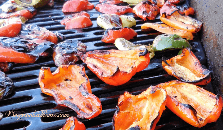 Fire Roasting And Freezing Colored Peppers From the Grill. sweet peppers, fire roasted