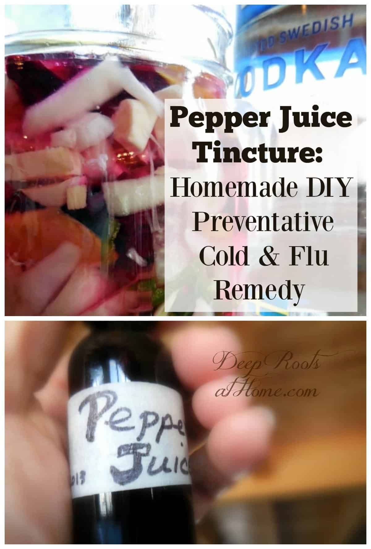 Pepper Juice Tincture: A Homemade Preventative Cold and Flu Remedy. Chopped up horseradish, red beets, ginger, garlic, on