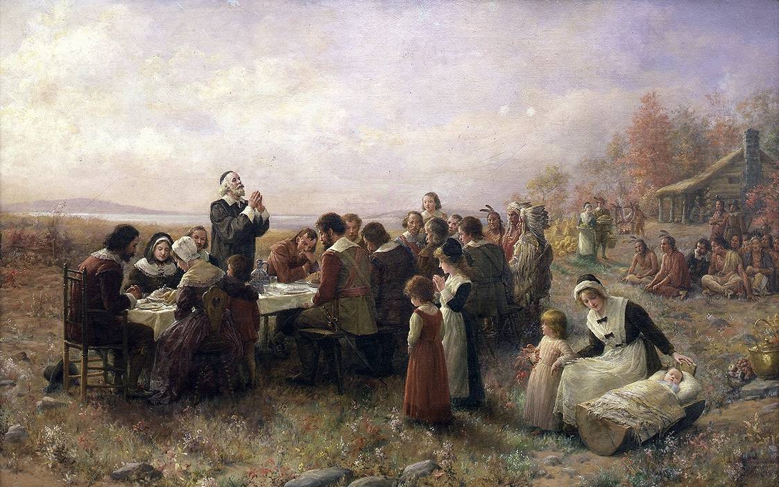 George Washington's First Thanksgiving Proclamation, 1789. Thanksgiving by Brownscombe