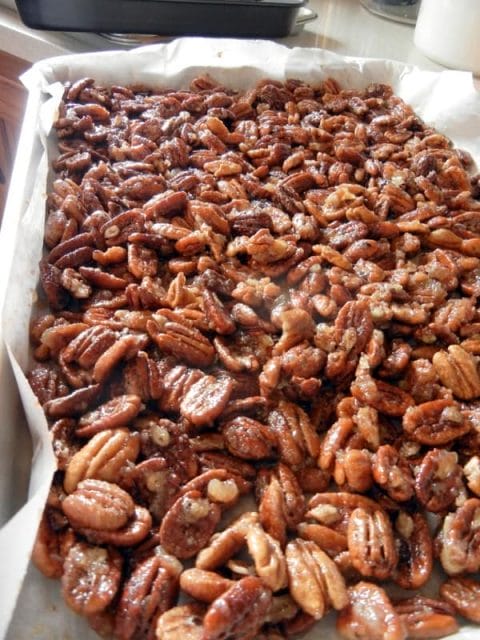 Aunt Tammy's Homemade Sugared Pecans. Roasted and stirred 3 times.