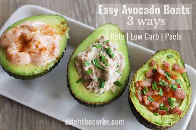 Avocados: Fabulous Ketogenic Recipes & 19 Health Benefits, avocado boats, 3 versions