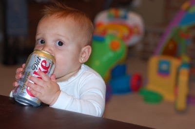 baby drinking diet pop