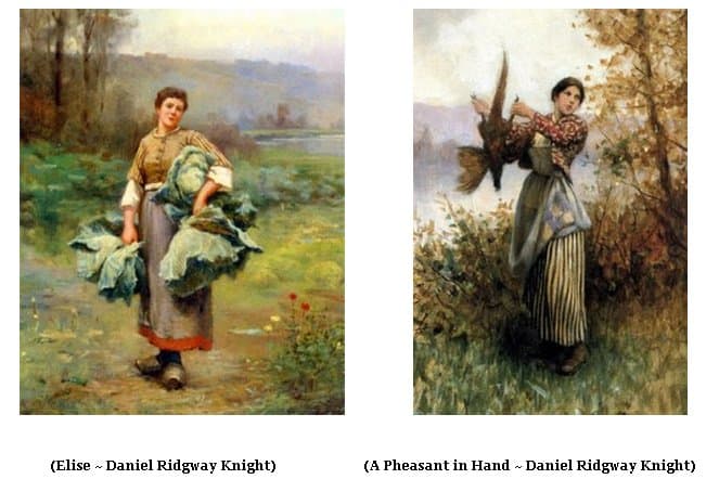 The Rapid Decline of Sturdy Womanhood. Daniel Ridgway Knight. historical artwork