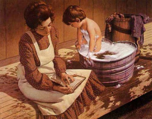 Are We Starving The Hearts Of Our Children? alittle boy taking bath, galvanized tub, 