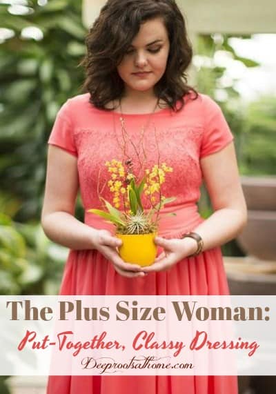 The Plus Size Woman: Put-Together, Attractive, Feminine Dressing, A beautiful curvy girl in a coral chiffon summertime dress.