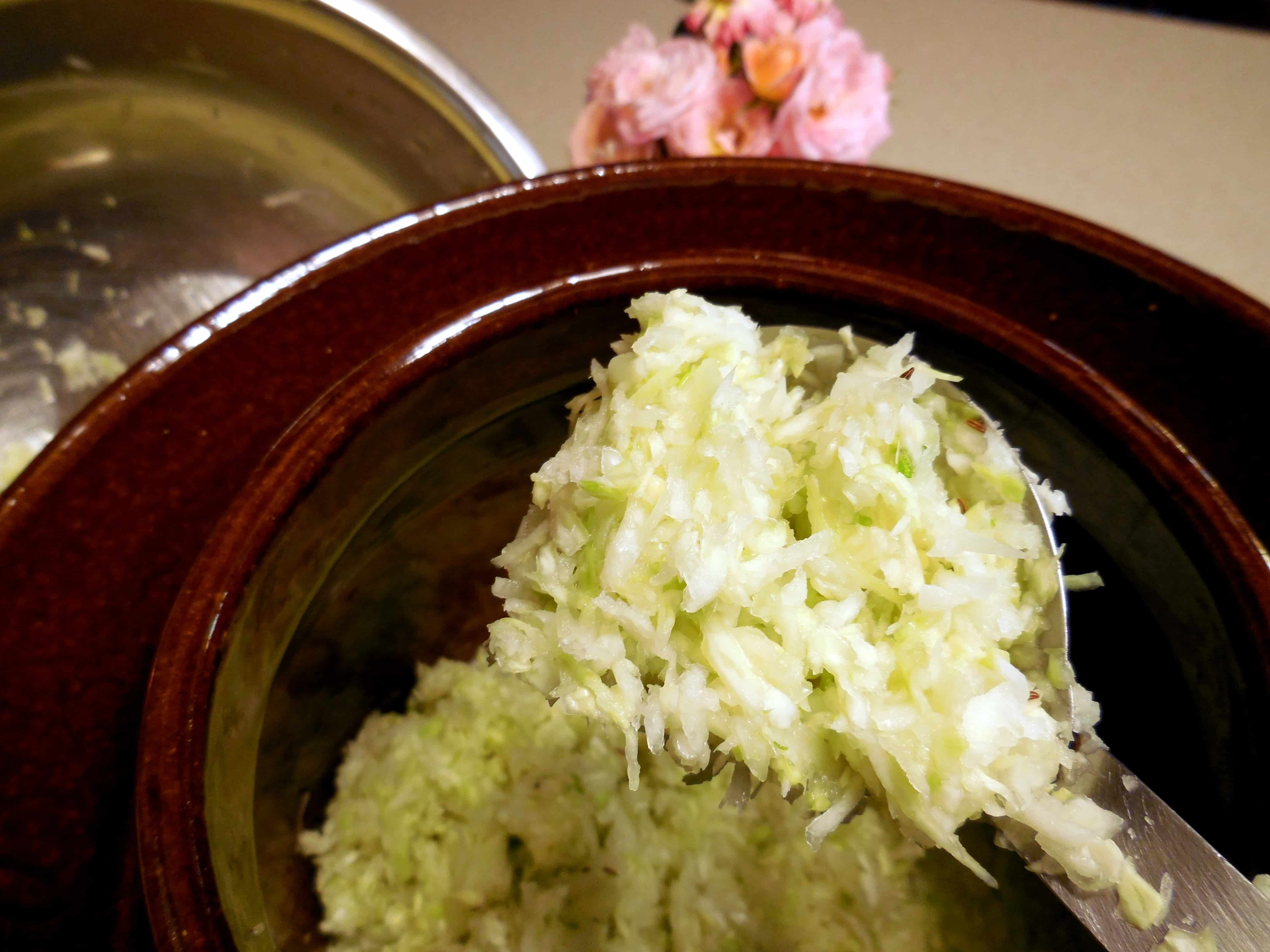 Step-by-Step Process Of Making Sauerkraut In a Crock, keeper at home, choucroute, barrels, book, French Grey salt, Himalayan pink salt, sea salt, minerals, shredded cabbage, chopped cabbage, independence, open crock, Boss Pickler, Fido jar, canning jars, mason jars, Ball jars, salt ratio, bon appetit, Alsace Lorraine, France, cellar, food storage, fermentation, big batches, crunchy, sour, kahm yeast, Holland, caraway seeds, lidded crock, Harsch crock, Gartopf, grandmothers, probiotic, flavor, crunchy, beneficial bacteria, bad bacteria, lactobacillus, lactic acid, brine, salt solution, lacto-fermentation, old ways, thermometer, food storage, kraut, 