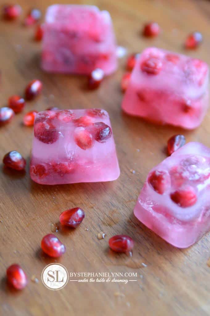 29 Festive Pomegranate Recipes & De-Seeding Video.  Pomegranate Flavored Ice Cubes {By Stephanie Lynn}