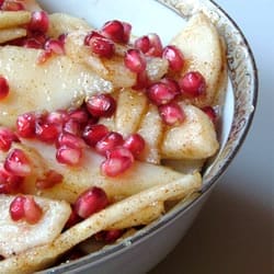 29 Festive Pomegranate Recipes & De-Seeding Video. Spiced Pears and Pomegranate {All Recipes}