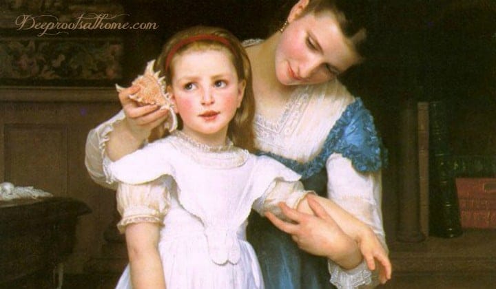 Titus 2 Advice To Mothers In Painting & Quotes. Painting: The Shell by William-Adolphe Bouguereau