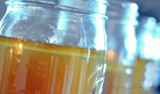 Homemade chicken broth in canning jars