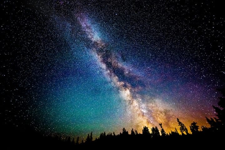  An image of the greater universe with the Milky Way at night.
