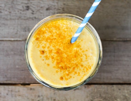 Smoothie with turmeric paste added and cinnamon