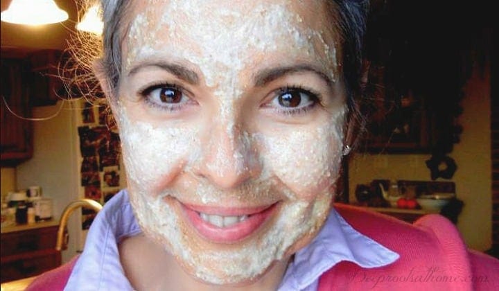 Nasty Chemicals In Our Skin Care Products: 25 Safe Brands & Singles. My face in a facial scrub.