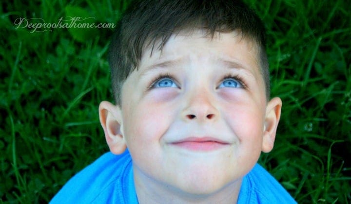 Brain Starvation: Could Boys Be Suffering? A happy, young, smiling boy with blue eyes looking up to the sky!