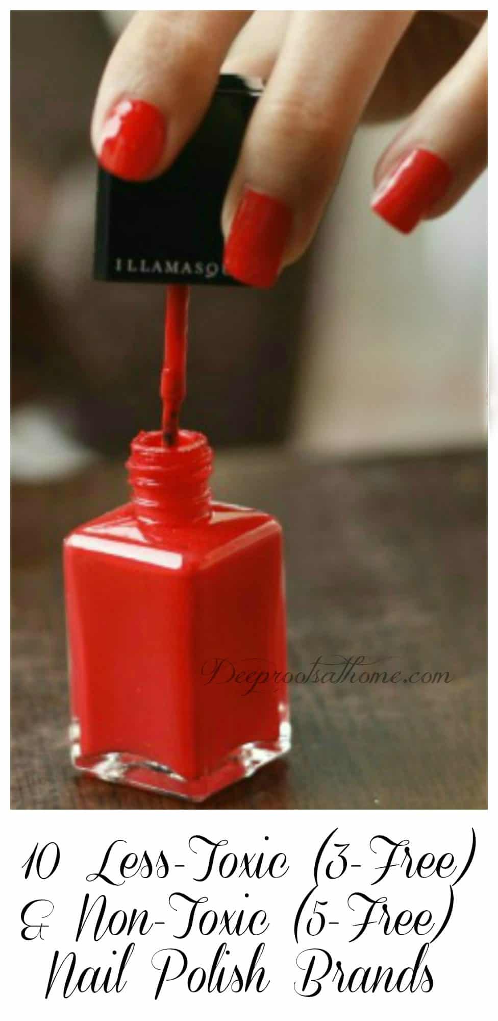 9 Less-Toxic & Non-Toxic Nail Polish Brands. Woman opening a brilliant red nail polish .