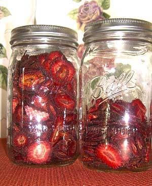  freeze dried strawberries in glass jars