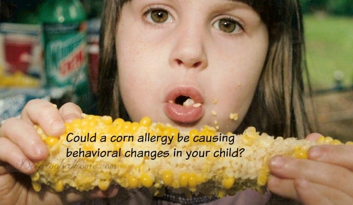 Anger, Aggression, Depression? Identifying Corn In Food. A 8 or 9 year old girl eating corn on the cob with pieces of corn stuck to her face. 