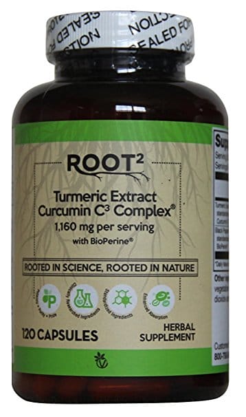 Root2 capsules of Turmeric Extract, C3-Complex with Bioperine